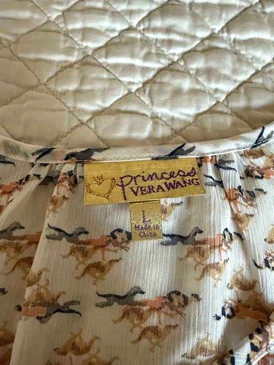 princess vera wang White Horse Peplum Lace-Trim Blouse - Picture 2 of 6